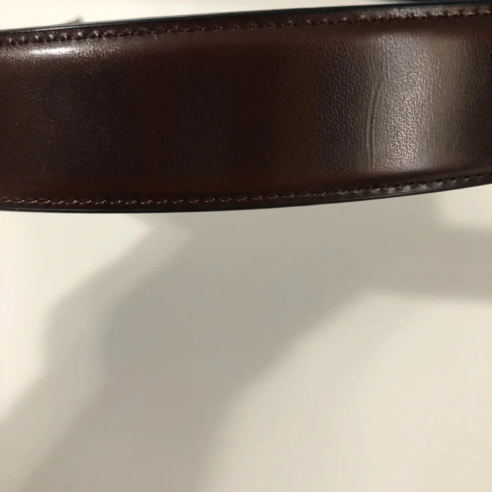 Perry Ellis reversible belt black or brown leather silver tone buckle‎